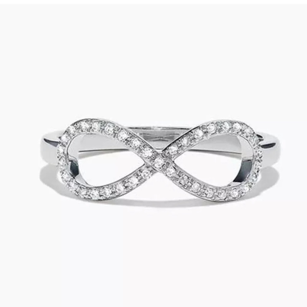 Infinity Women 925 Silver Rings White Sapphire - Picture 3 of 4